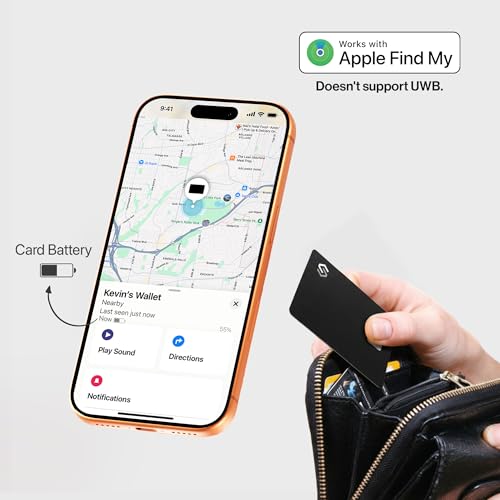 SPOTMINDERS Apple MFi Certified Wallet Tracker PRO Works with Apple Find My IP68 Rechargeable Tracking Card for Wallet Luggage Passport 0.07in Slim Credit Card Design Item Finder