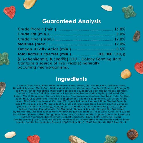 Kaytee Forti-Diet Pro Health Nourish+Protect Cockatiel Food, 5 lb | Digestive support daily. Parrot food for cockatiels. Prebiotics, probiotics, bird feed