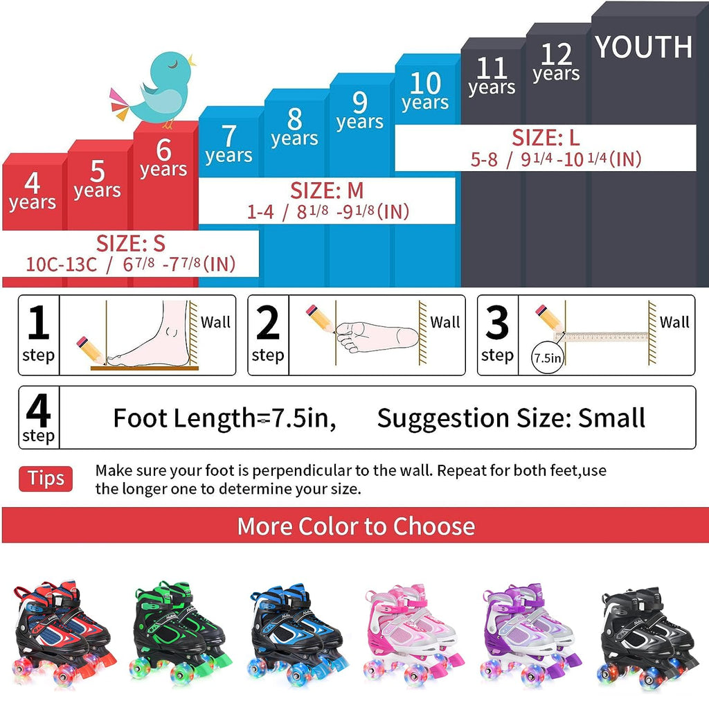 Kids Roller Skates for Boys - Green for Toddler Little Kids Age 4 5 6 7- Adjustable All Light up Wheels Indoor Outdoor Sports Birthday Gift for Son and Grandson