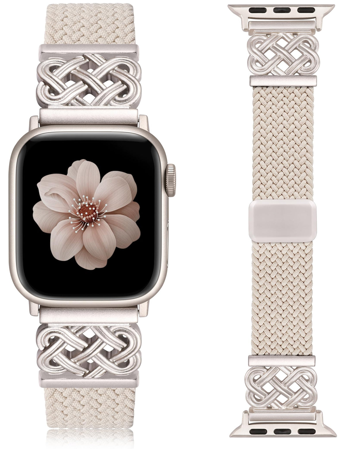 Braided Stretchy Band with Magnetic Clasp for Apple Watch Bands Women Men | 38/40/41/42/44/45/46/49mm, TOYOUTHS Dressy Celtic Metal, Elastic Strap, for iWatch Series 12 11 10 9 8 7 6 5 SE/Ultra 4 3 2 1