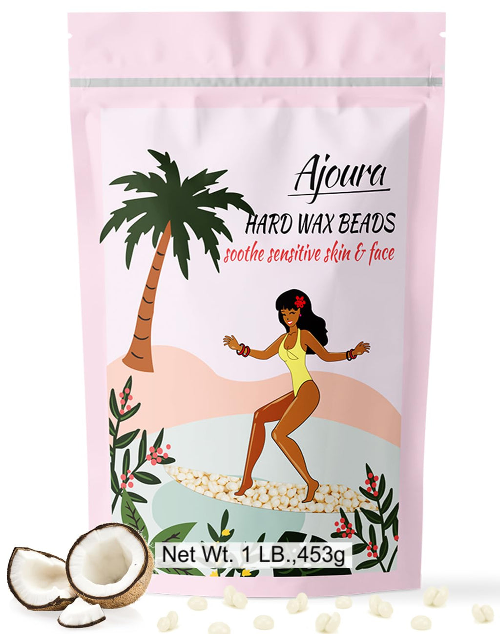 Ajoura 1 lb Refill Hard Wax Beads for Hair Removal, Brazilian Coarse Waxing | Bikini, Face, Eyebrow, Back, Chest, Legs, Armpit, At-Home Waxing Beans for Women Men