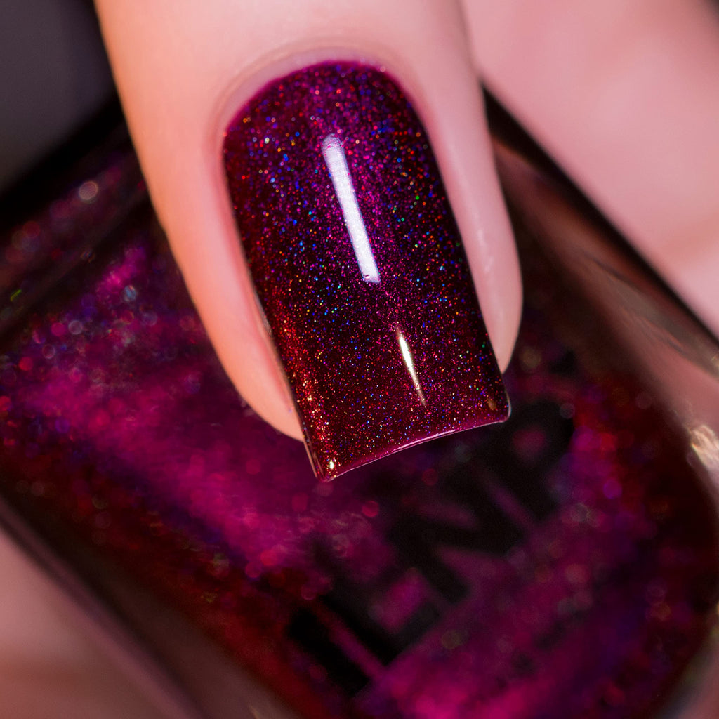 ILNP Black Orchid - Deep Burgundy Holographic Nail Polish, Long Lasting Non Gel, Chip Resistant, Non-Toxic, Vegan, Cruelty Free