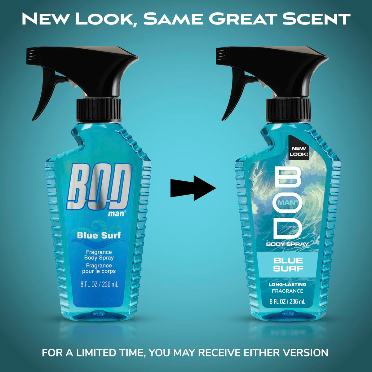 BOD man Fragrance Body Spray, Blue Surf, 8 fl oz