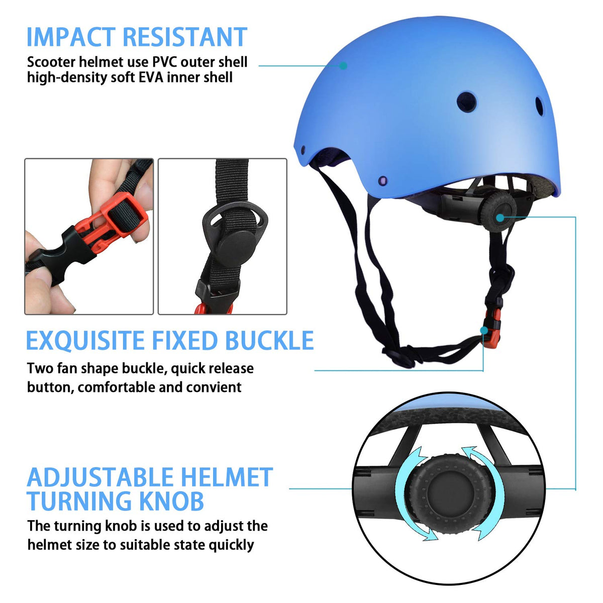 WayEee Kids Bike Helmet Set Knee Pads Adjustable Protective Gear, 3-14 Age | 7pcs skateboard set with knee pads elbow pads wrist guards double size sport cycling bike roller skating scooter boys girls