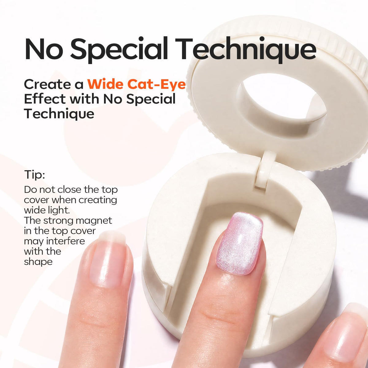 Modelones Cat Eye Magnet 5D Automatic Nail Magnet for Cateye Gel Polish | Pink Upgraded 3-in-1 Strong 360° Rotating Glass Bead Magnetic Side-Light Nail Magnet for Beginner-Friendly DIY Nail Designs