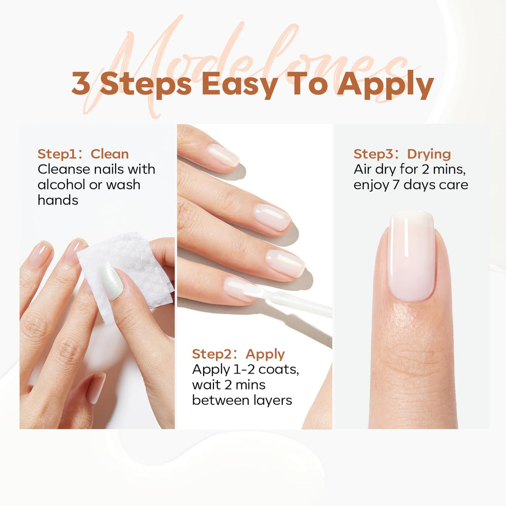 Modelones Nail Strengthener and Growth, Milky White Nail Polish Hardener | Extra Strong and Growth Fall Nail Repair Natural Strengthening Polish Concealer Foundation Nail Stuff Toenails Gifts 15ml