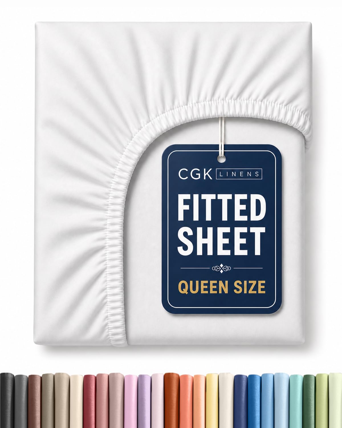 Queen Fitted Sheet - Single Fitted Sheet Only - 8-16" Deep Pockets - White | Bottom Fitted Sheet Only w/ 8-16 Inch Deep Pockets, Ultra-Soft, Breathable & Wrinkle Free, Easy-Care, Fade & Shrink Resistant