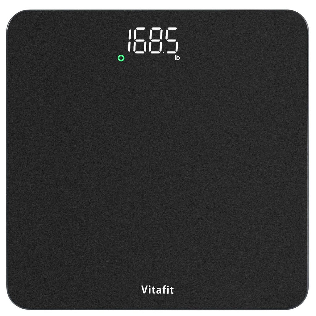 Vitafit Bathroom Scale for Body Weight Accuracy 0.1lb, Weight Scale 400lb | Professional Factory Since 2001 Digital Weighing Scales for Weight, Step On and 3xAAA Included, LED, Spray Silver Black