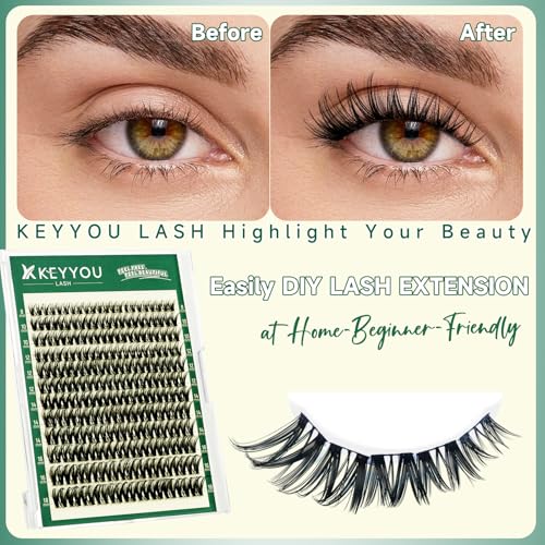 KEYYOU Flora Lash Clusters D Curl Wispy Flaunt Eyelash Extensions F01