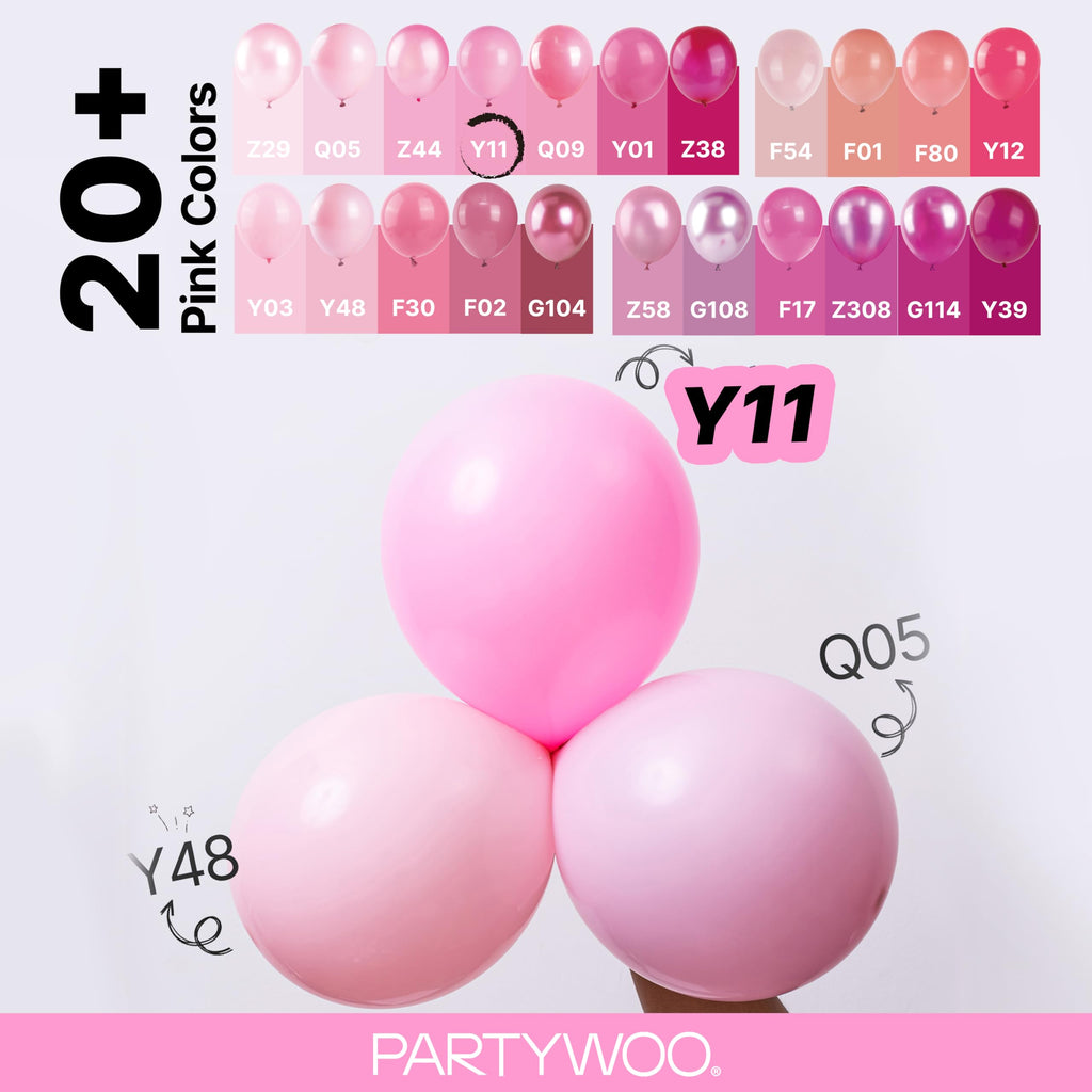 PartyWoo Pink Balloons 127pcs Matte Pink Balloons Different Sizes | 36 18 12 10 5 Inch for Baby Shower Valentine's Day Princess Bachelorette Birthday Valentine's Party Decorations Pink-Y11