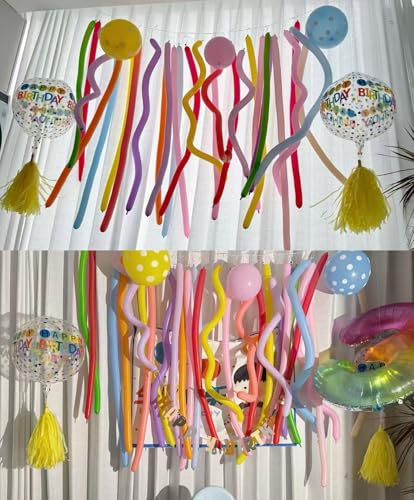 260 Balloons - Clear Long Balloons for Tying Balloon Arch & Balloon Ties | 100Pcs Clear Animal Balloons, Skinny Balloons for Tying, Long to Tie, Twisting, Modeling, Making & Birthday Party Decor