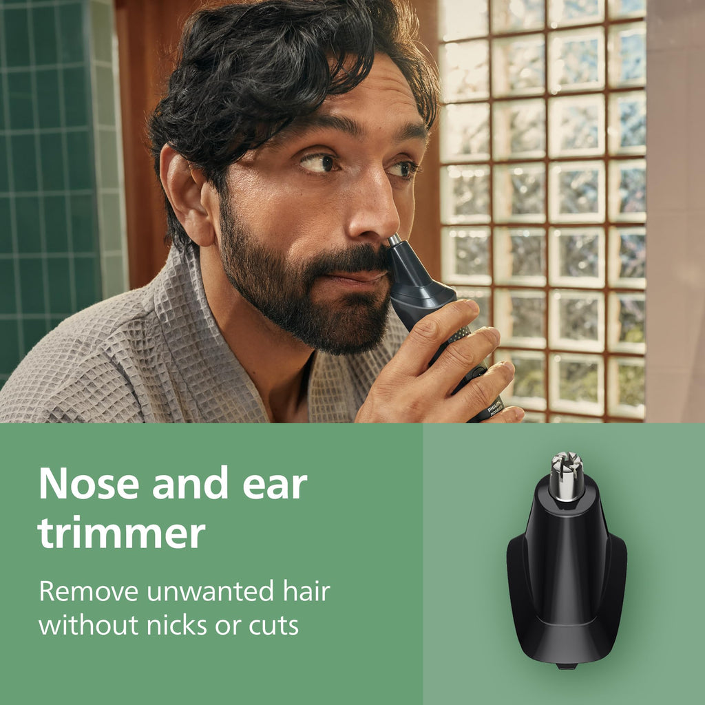 Philips Norelco All-in-One 3000 13-in-1 Trimmer, Face & Hair, Comfort Tips | Men's Complete Grooming Kit, Comfort Blades, 9 Length Settings, Beard & Hair Styling, Nose & Ear Trimmer, 60-Minute Runtime