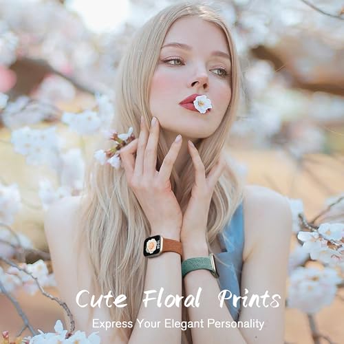 6 Pack Floral Engraved Bands Compatible with Apple Watch for Women | Cute Silicone Straps for Series 12 11 10 9 8 7 6 5 4 SE 3/2/1 Ultra, Wristband for iWatch 42mm 40mm 41mm 38mm 44mm 45mm 46mm