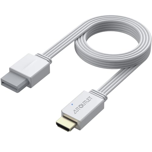 AUTOUTLET Wii to HDMI Adapter, 1080P Wii Converter Built-in 5ft HDMI Cable | for Full HD Device, Plug & Play, Compatible with Nintendo Wii, Wii U, Supports All Wii Display Modes, White