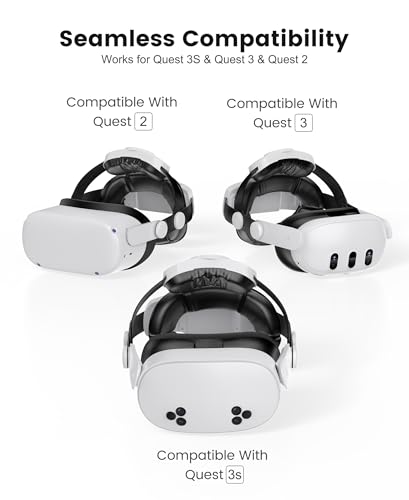 Kawaye for Meta Quest 3S/Quest 2/Quest 3 Head Strap, Double Knobs Adjustable Elite Strap Replacement,VR Headset Strap with Two Large Support Pad Enhanced Support, Reduce Pressure