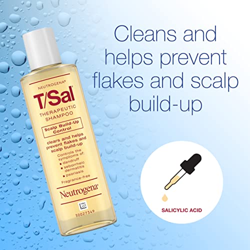Neutrogena T/Sal Shampoo, Therapeutic Dandruff Control, 4.5 Fl. Oz | Scalp Build-up Shampoo, 3% Salicylic Acid, Scalp Psoriasis Treatment, Seborrheic Dermatitis Shampoo, Fragrance Free