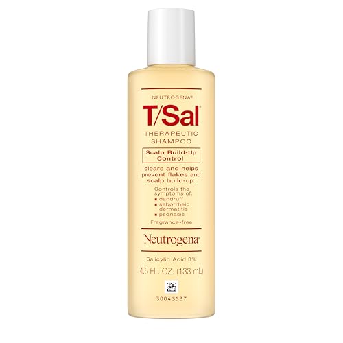 Neutrogena T/Sal Shampoo, Therapeutic Dandruff Control, 4.5 Fl. Oz | Scalp Build-up Shampoo, 3% Salicylic Acid, Scalp Psoriasis Treatment, Seborrheic Dermatitis Shampoo, Fragrance Free