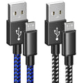 6amLifestyle 2 Pack 10ft PS4 Controller Charging Cable,Micro USB Braided Cord Compatible with PlayStation 4 DualShock 4, PS4 Slim/Pro, Xbox One S/X, Android Phones, Kindle, Black & Blue
