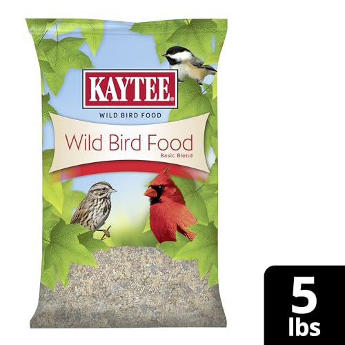 Kaytee Wild Bird Food Basic Seed Blend, 5 lb | Attract backyard birds. Wild bird seed mix with sunflower. Fortified, birdseed, year-round