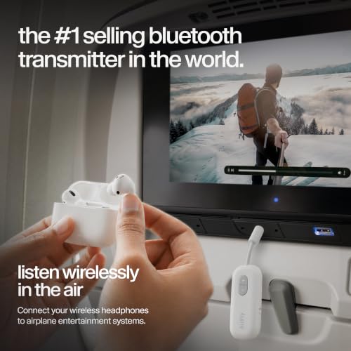 Twelve South AirFly SE, Bluetooth Wireless Audio Transmitter Adapter, White | Bluetooth Adapter for AirPods/Headphones, 20+ Hr Battery, Works with 3.5mm aux Jacks on Airplanes, TVs, Gym Equipment, Travel