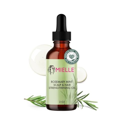 Mielle Organics Rosemary Mint Hair Oil with Biotin, 2 oz | Hair strengthening oil, with biotin & castor oil, dry scalp care, split end support, frizz smoothing