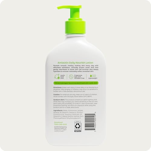Amlactin Daily Nourish Body Lotion, 12% Lactic Acid, 14.1 oz | 12% lactic acid body lotion exfoliates and moisturizes dry skin to help reveal softer, smoother daily hydration.