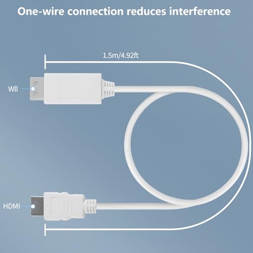 HOXIBSL 5ft WII to HDMI Converter Cable Adapter,for use with Full HD 1080P Devices with an HDMI Port,Compatible with WII,U,HDTV, Monitor (White)