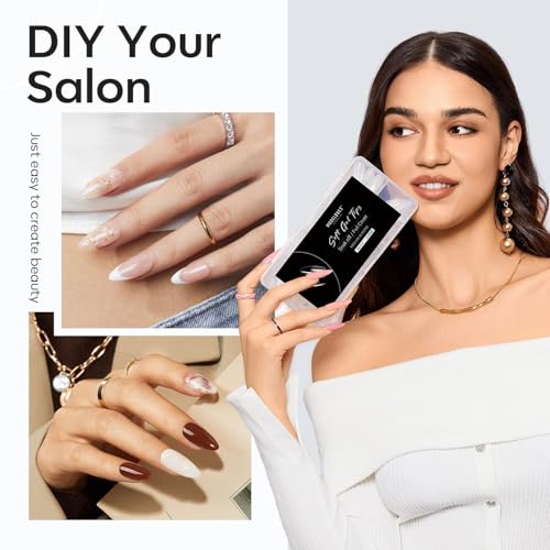 Modelones Almond Nail Tips 510pcs Medium Clear Soft Fake Press On Nails Tip | Pre Etched Half Matte Full Cover Clear Acrylic Gel False Press on Extension