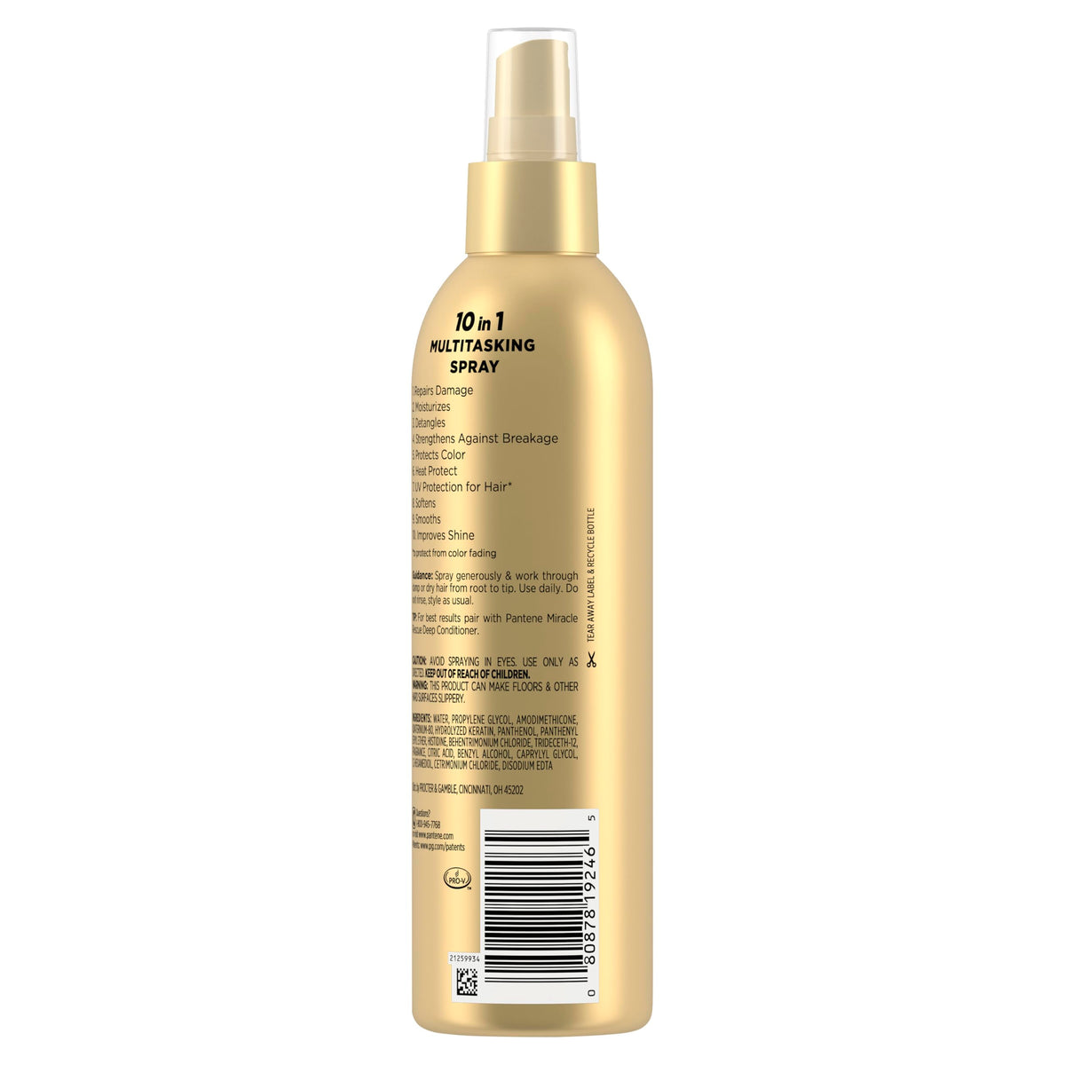 Pantene Miracle Rescue 10-in-1 Multitasking Spray, Heat Protection, 5.7 oz | Detangles, Repairs Damaged, Dry Hair, Improves Shine, Leave-In Conditioning Treatment with Keratin and Pro-Vitamin B5
