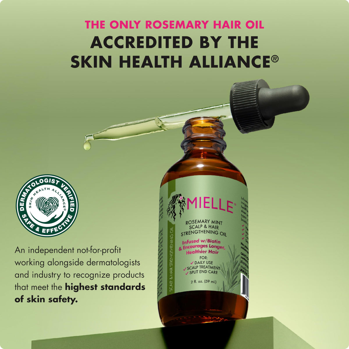 Mielle Organics Rosemary Mint Hair Oil with Biotin, 2 oz | Hair strengthening oil, with biotin & castor oil, dry scalp care, split end support, frizz smoothing