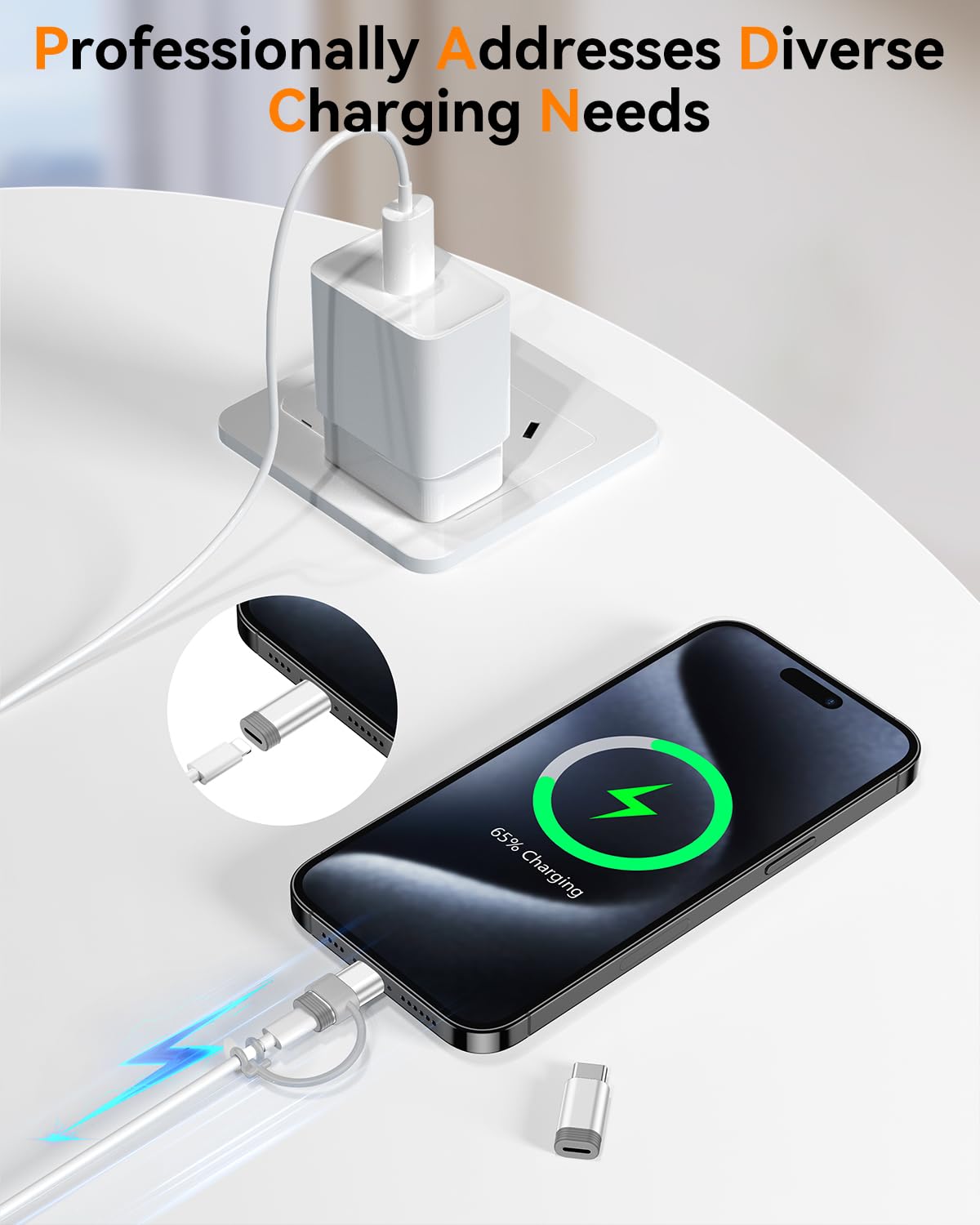 Temdan Not for Audio/OTG [4 Pack Lightning to USB C Adapter]