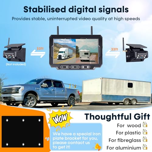 1080P HD Wireless Backup Camera - 1 Minute Magnetic Easy Install No Wiring | 7" Anti-Glare Monitor, Clear Night Vision, Solar 24H Long Life, Scratch-Proof Rear View Camera for Truck, Trailer, Small RV