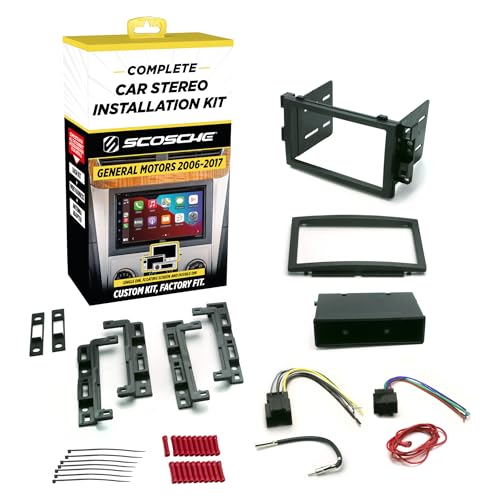 Scosche ICGM10BN Complete Double/Single DIN Stereo Installation Kit for Select Non-Amplified 2006-17 General Motors Vehicles - No Steering Wheel Remote - See Fit Guide in Images to Verify Your Vehicle