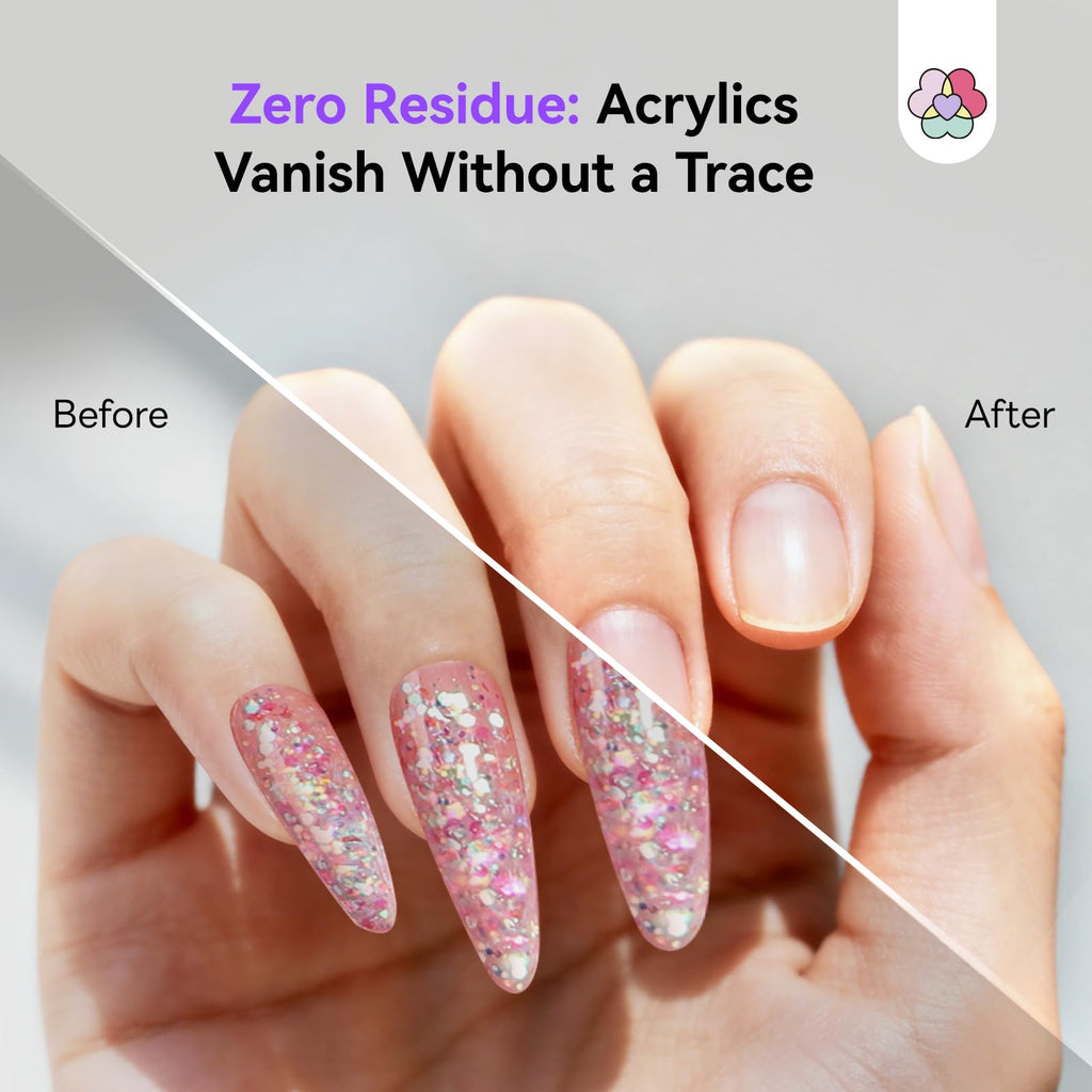 SAVILAND 2 Pcs Gentle Acrylic Nail Remover Kit Set for Acrylic Nails | No soaking, No wrapping, Cuticle Oil & Nail File Tools, Zero Residue, Remove Dip Nails Gel Nail Polish, Home Salon Use