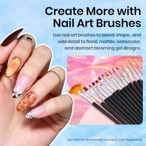 Beetles Blooming Gel 15 ml Clear UV Gel Polish Nail Art for Tortoise Nails | Marble and Natural Stone, Watercolor and Floral Print Spreading Effects, Soak-Off DIY Manicure Design