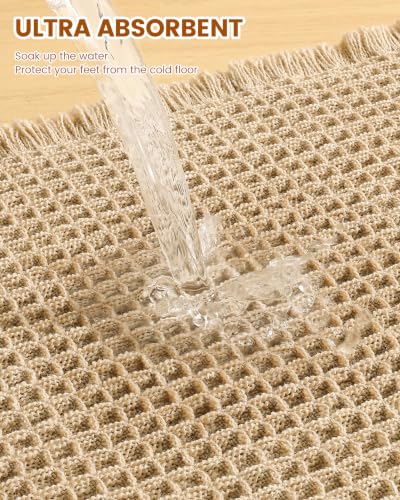 Smiry Waffle Bath Mat 30X20, Extra Soft Absorbent Bathroom Rugs, Brown | Non Slip Machine Washable Quick Dry Bath Rugs for Bathroom Floor, Tub, Shower, Home Decor Accessories