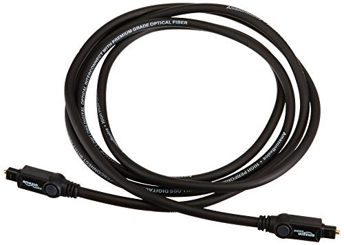 Amazon Basics Toslink Digital Optical Audio Fiber Optic Cable, Multi-Channel, for Sound Bar, Audio System, Home Theatre, Game Console, Blu-Ray Player, Gold-Plated Connectors, 6 Foot, Black