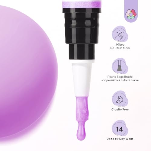 SAVILAND One-Step Gel Nail Polish Pens Set, 6 Colors Pearl Pink Blue | 3 in 1 Gel Polish Set Beginner, Base & Color Gel & Top in One Pen, Aurora Effect, Travel 4ml, U V Lamp Needed, Women Gift