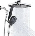 Rain Shower Head with Handheld Showerhead, Chrome 1.8GPM 460311 | 12" High Pressure Rainfall Shower Heads, 9 Sprays Handheld Showerheads, Magnetic Docking, Power Jets, 59" Shower Hose