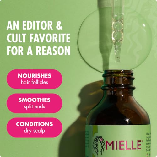 Mielle Organics Rosemary Mint Hair Oil with Biotin, 2 oz | Hair strengthening oil, with biotin & castor oil, dry scalp care, split end support, frizz smoothing