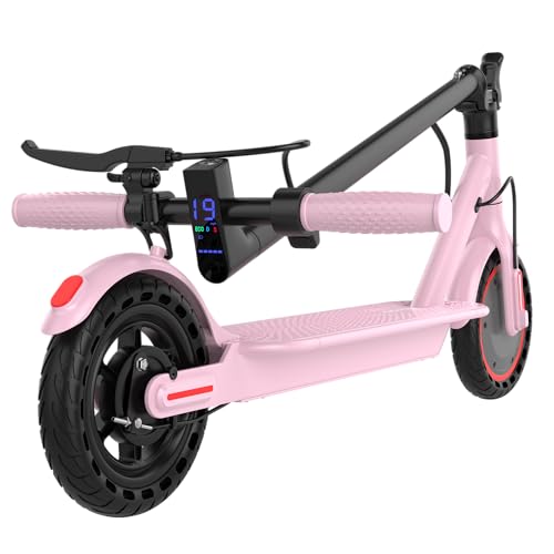 Electric Scooter - 350W/500W Motor, 8.5"/10''Solid Tires, Up to 19/22MPH& 16/21/23Miles Long-Range Portable Commuting Scooter for Adults with Double Braking System
