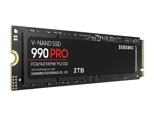 Samsung SSD 990 PRO 2TB, PCIe 4.0 M.2 2280, Up to 7,450 MB/s | NVMe Internal Solid State Hard Drive for High End Computing, Gaming, and Heavy Duty Workstations, (MZ-V9P2T0B/AM)