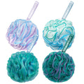 AmazerBath Loofah Sponge 75g/Piece, Exfoliating Bath Sponge Body Scrubber - Loofa Set of 4 Flower Color (Large, Green-Purple)