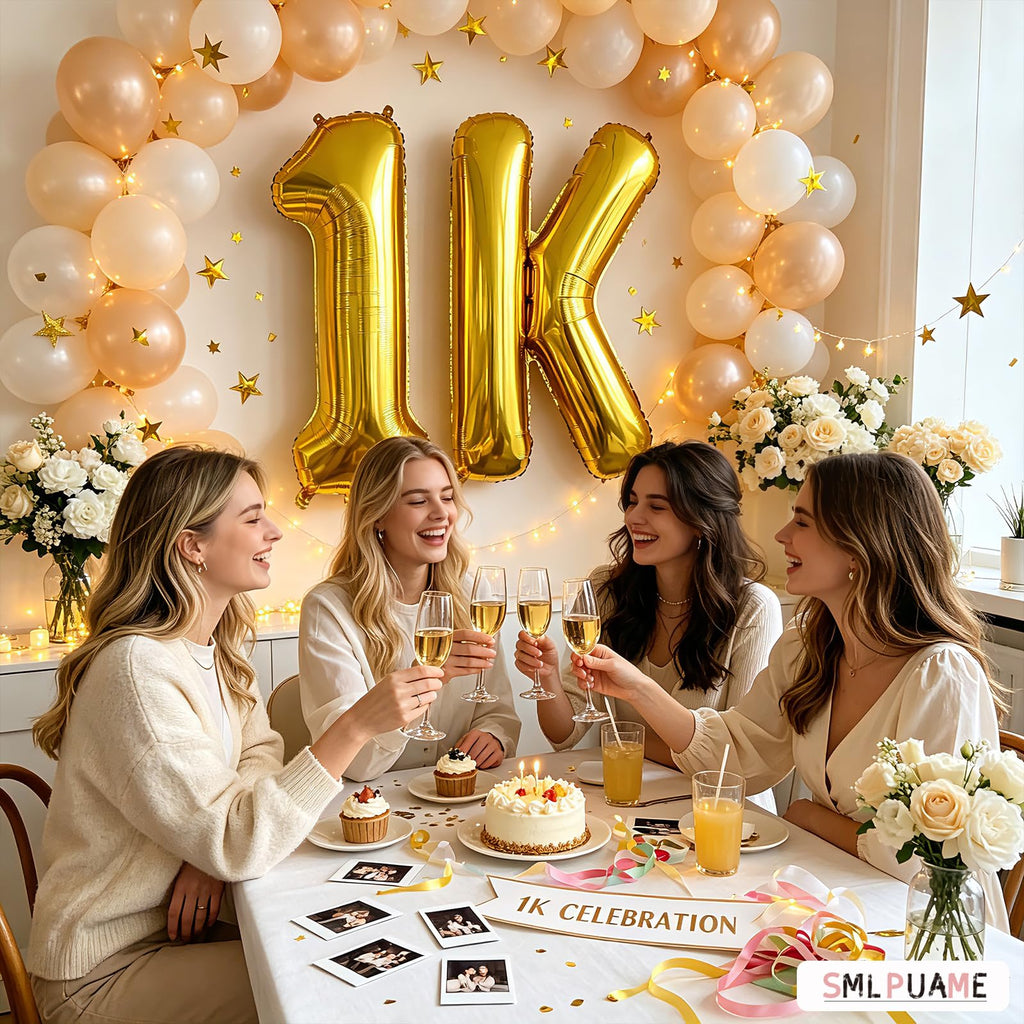 Smlpuame 40 Inch Gold Number 1 Balloon, 1st Birthday Decoration Boys Girls | Large Self Inflating Number Balloons, Mylar Foil Helium Balloon for Women Men Party Anniversary Supplies Reusable