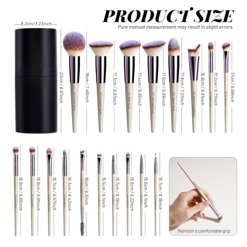 BS-MALL Makeup Brush Set 18 Pcs Professional Foundation Powder Concealers Eyeshadow Blush Synthetic Makeup Brushes with Labeled instruction Black Case Upgraded Version