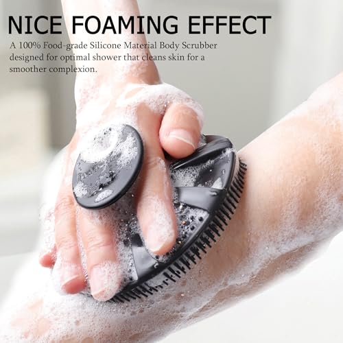 INNERNEED Food-Grade Soft Silicone Body Scrubber Shower Brush, Black