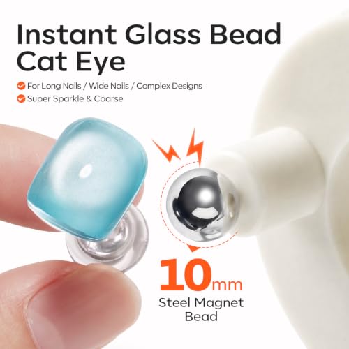 Modelones Cat Eye Magnet 5D Automatic Nail Magnet for Cateye Gel Polish | Pink Upgraded 3-in-1 Strong 360° Rotating Glass Bead Magnetic Side-Light Nail Magnet for Beginner-Friendly DIY Nail Designs