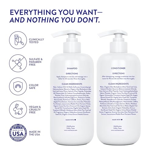 Routine Wellness Anti-Thinning Shampoo & Conditioner - Rose Hips | Clinically tested shampoo for thinning hair with biotin, pea peptides, saw palmetto oil, color safe, sulfate free