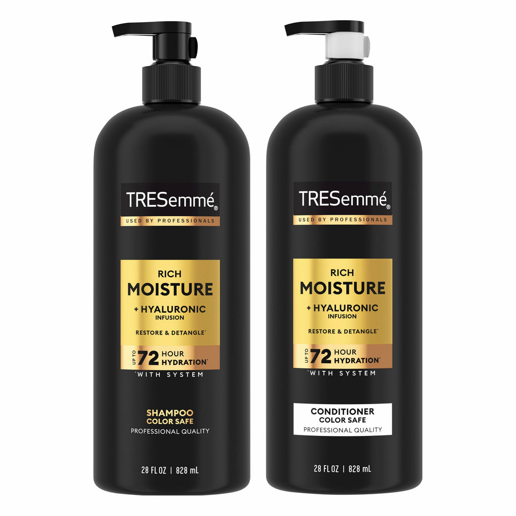 TRESemmé Rich Moisture Hydrating Shampoo & Conditioner Set 28 oz 2 Pack | Moisturizing for frizz-prone hair, Restores damaged hair, Moisturizes & detangles, Shampoo and Conditioner set