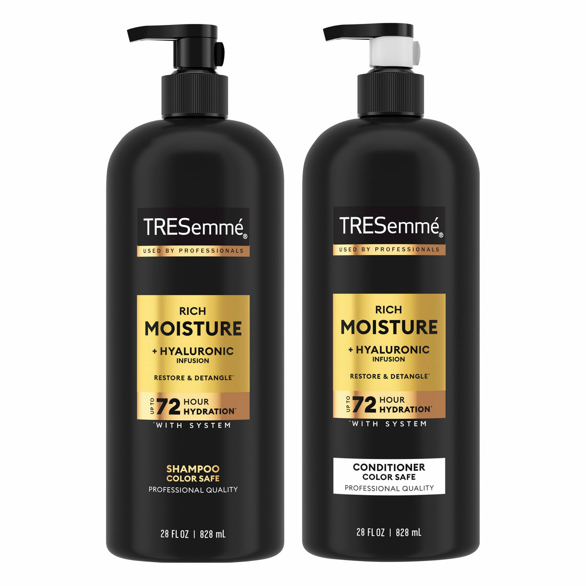 TRESemmé Rich Moisture Hydrating Shampoo & Conditioner Set 28 oz 2 Pack | Moisturizing for frizz-prone hair, Restores damaged hair, Moisturizes & detangles, Shampoo and Conditioner set
